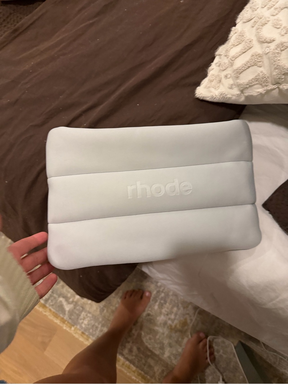 RHODE Light Gray Quilted Cosmetic Clutch